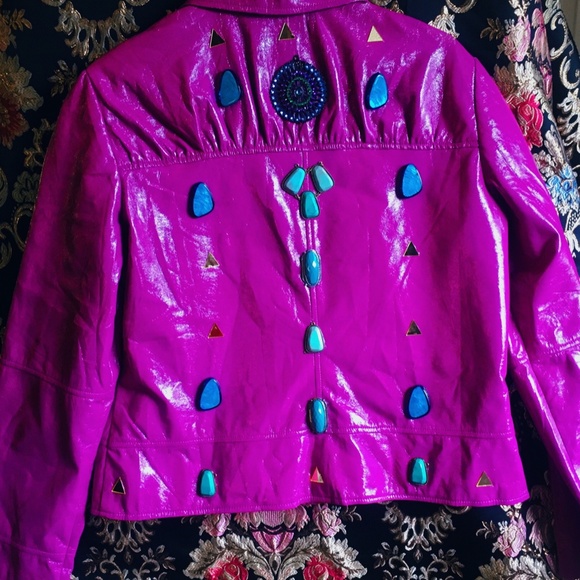 Customed Turquoise Violet Punk Jacket - Picture 4 of 4